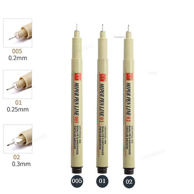 Σετ στυλό Pigma Micron Pigment Liner Needle Soft Brush Drawing Plot 003 005 01 02 03 04 05 08 1 2 3 Art Markers Sketching Pen