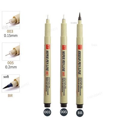 Σετ στυλό Pigma Micron Pigment Liner Needle Soft Brush Drawing Plot 003 005 01 02 03 04 05 08 1 2 3 Art Markers Sketching Pen