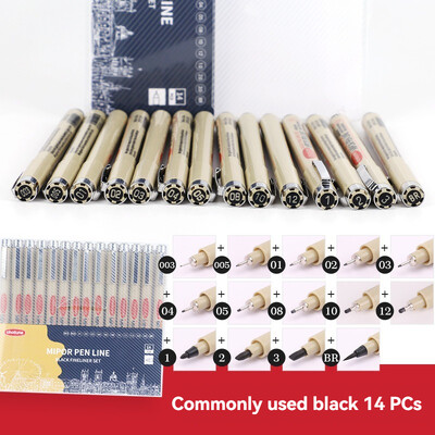 Σετ στυλό Pigma Micron Pigment Liner Needle Soft Brush Drawing Plot 003 005 01 02 03 04 05 08 1 2 3 Art Markers Sketching Pen