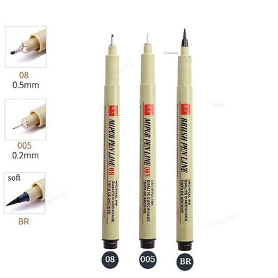 Σετ στυλό Pigma Micron Pigment Liner Needle Soft Brush Drawing Plot 003 005 01 02 03 04 05 08 1 2 3 Art Markers Sketching Pen