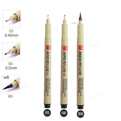 Σετ στυλό Pigma Micron Pigment Liner Needle Soft Brush Drawing Plot 003 005 01 02 03 04 05 08 1 2 3 Art Markers Sketching Pen
