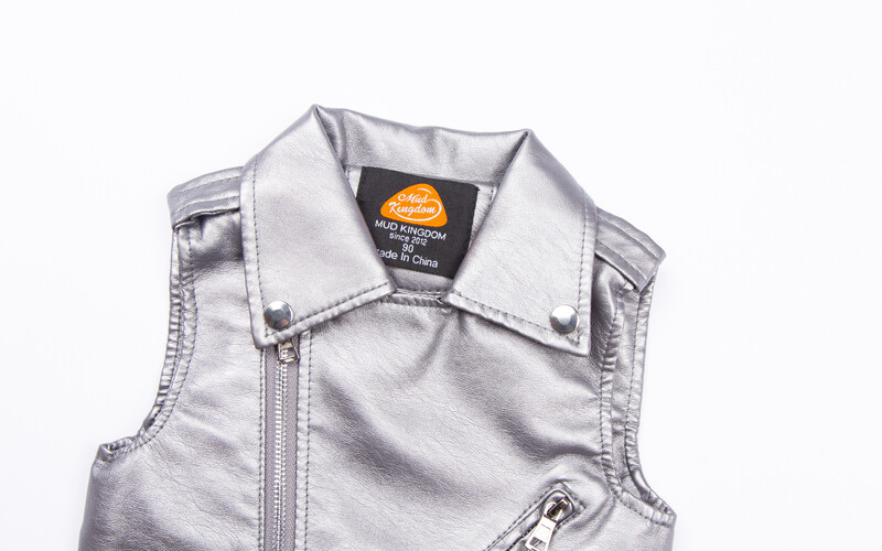 Mudkingdom Băieți Fete Jachetă clasică din piele artificială pentru copii Jachete din PU fără mâneci Buzunar complet cu fermoar Imbracaminte exterioară pentru copii