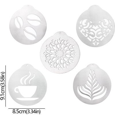 5 tk roostevabast terasest kohvipärja vorm DIY kihistusšabloonid seina cappuccino malli vanikuvorm