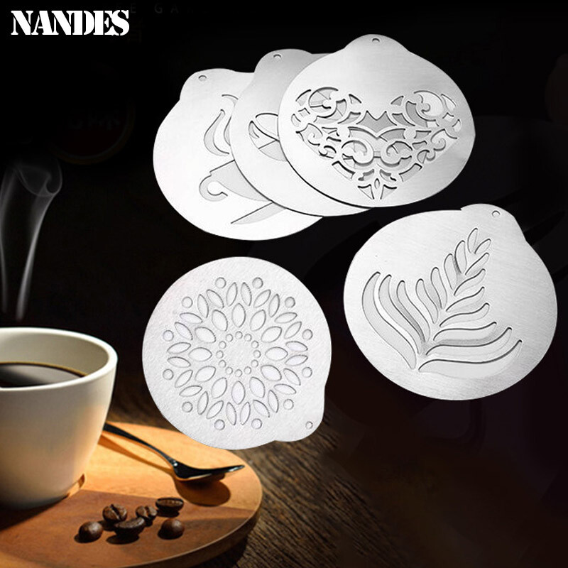 5 tk roostevabast terasest kohvipärja vorm DIY kihistusšabloonid seina cappuccino malli vanikuvorm