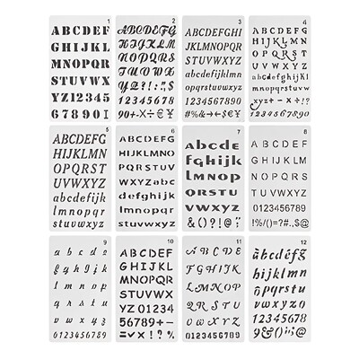 MOHAMM-Пластмасови азбучни букви и цифри за многократна употреба, чертежи, рисуване, дневник, писане, лексикони, занаяти направи си сам, 12 пакета
