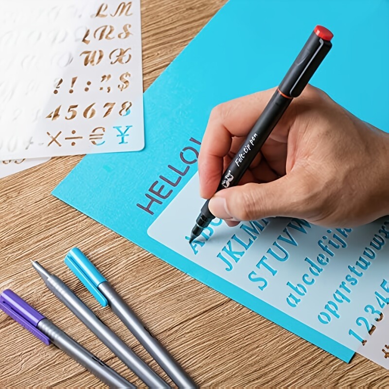 MOHAMM-Пластмасови азбучни букви и цифри за многократна употреба, чертежи, рисуване, дневник, писане, лексикони, занаяти направи си сам, 12 пакета