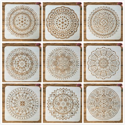 30*30cm Mandala mare, geometrie rotundă, șabloane de straturi DIY, pictură pe perete, album de însemnări de colorat, șablon decorativ pentru album în relief