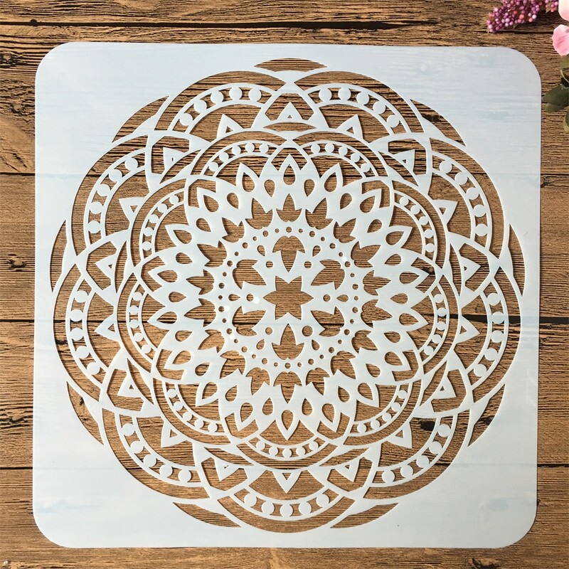30*30 cm velika mandala okrugla geometrija DIY šablone za nanošenje slojeva Zidne slike Album za utiskivanje Ukrasni predložak