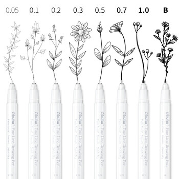 Στυλό σχεδίασης Ohuhu Micro Pen Fineliner 8 Pack Στυλό γραμμής Art Χρωματιστά στυλό Μαρκαδόροι λεπτών σημείων αδιάβροχο σκίτσο γραφής Manga