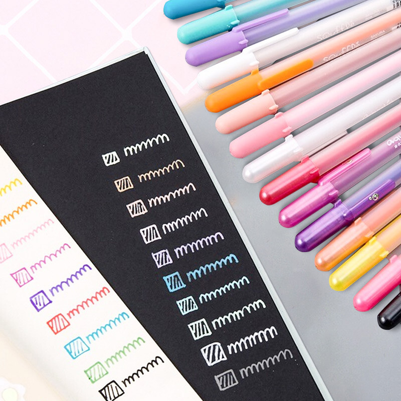 Japan Sakura Gelly Roll Pens Baza/Luminos/Evidențiat/Souffle/Glaze/ Markere decorative 3D Stilo de desen cu sclipici metalice