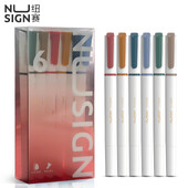 Deli Nusign 6 buc/lot Set de pixuri de markere colorate, rotulatoare cu cap dublu, stilou fluorescent, iluminator pentru desen, artă, papetărie pentru studenți