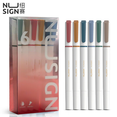 Deli Nusign 6 buc/lot Set de pixuri de markere colorate, rotulatoare cu cap dublu, stilou fluorescent, iluminator pentru desen, artă, papetărie pentru studenți