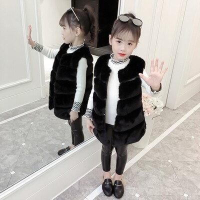 Παιδικά Κοριτσίστικα Παλτό με Ξύλινη Γούνα Χειμωνιάτικο Ζεστό Γιλέκο Αμάνικο Παιδικό Γούνινο Μπουφάν Βρεφικά Ενδύματα Κορίτσια