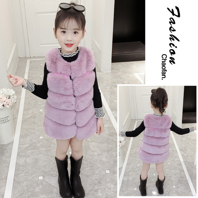 Παιδικά Κοριτσίστικα Παλτό με Ξύλινη Γούνα Χειμωνιάτικο Ζεστό Γιλέκο Αμάνικο Παιδικό Γούνινο Μπουφάν Βρεφικά Ενδύματα Κορίτσια