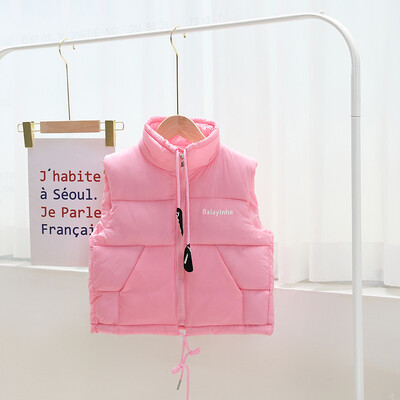 2023. aasta sügistalv, uued tüdrukute poiste vest, ühevärviline vest, paks, hoiab soojas reväär Moodne puuvillane vest 3–14-aastastele