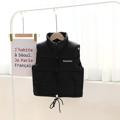 2023. aasta sügistalv, uued tüdrukute poiste vest, ühevärviline vest, paks, hoiab soojas reväär Moodne puuvillane vest 3–14-aastastele