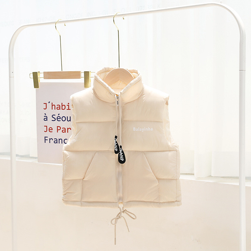 2023. aasta sügistalv, uued tüdrukute poiste vest, ühevärviline vest, paks, hoiab soojas reväär Moodne puuvillane vest 3–14-aastastele