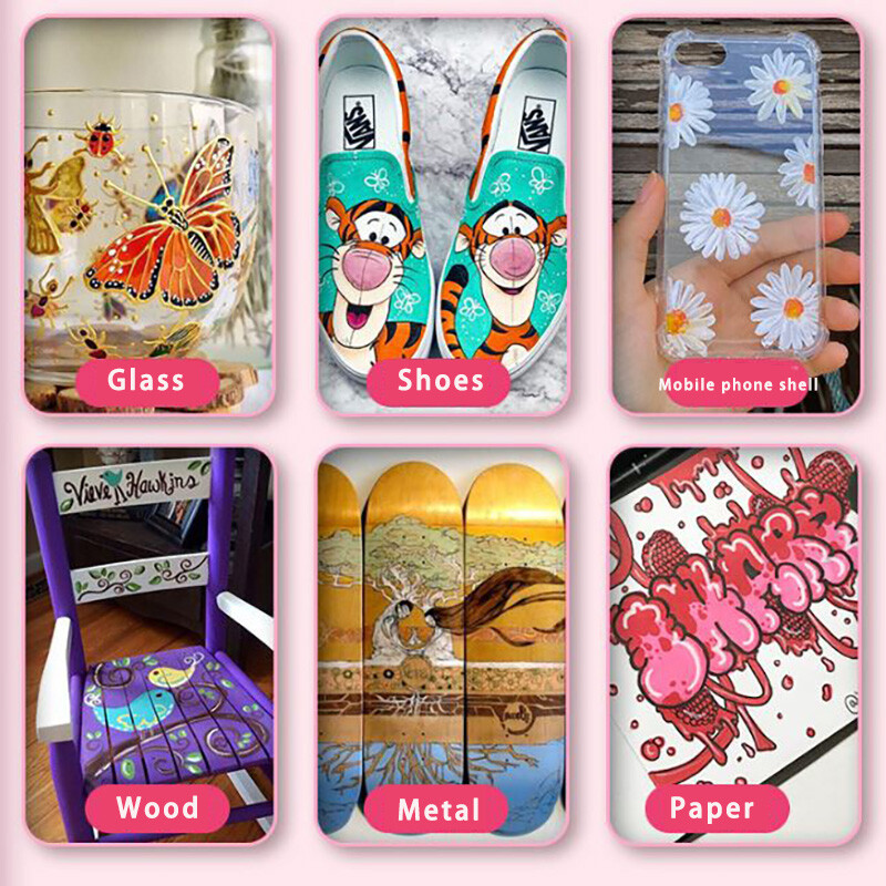 24.12.36.48 Värvid Akrüülmarker kivimaalimise komplekt lastele lastele Kivimarker värvipliiatsid Keraamiline klaas, puit meisterdamine