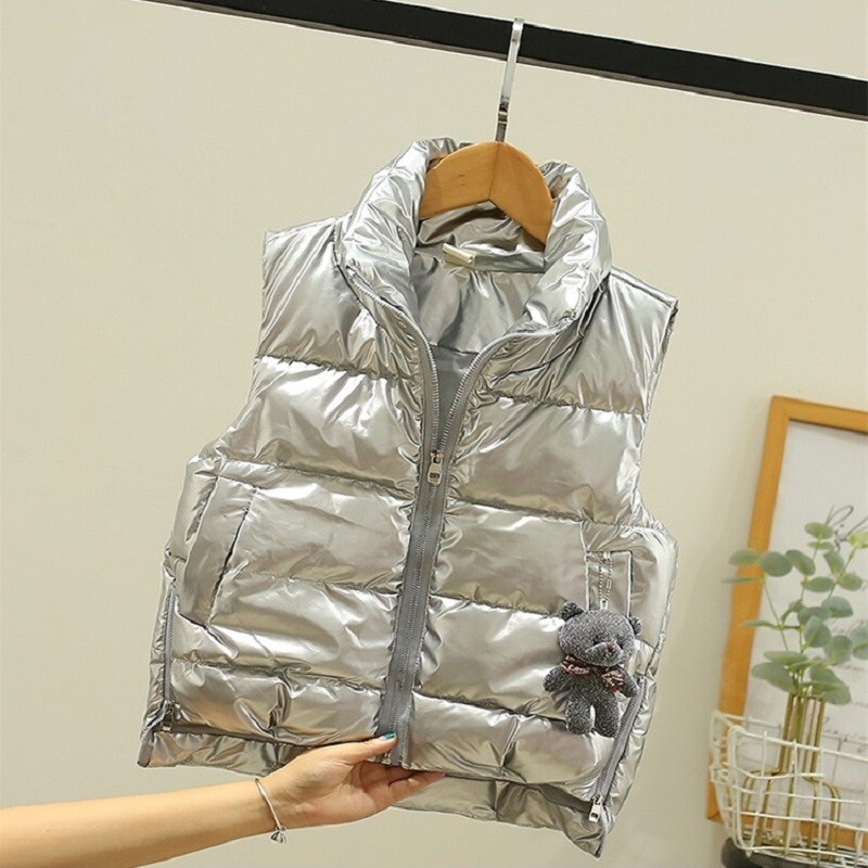 Vestă OLEKID 2024, primăvară, toamnă, lucioasă, fără spălare, pentru fete, jachetă caldă pentru fete, fără mâneci, 3-12 ani, copii, adolescenți, copii.