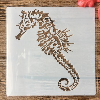 9Pcs/Set 13cm Shell Love Hippocampus DIY Layering Stencils Painting Scrapbook Оцветяване Релефен албум Декоративен шаблон