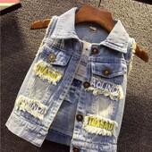 Îmbrăcăminte exterioară pentru copii de marcă de vânzare cu amănuntul, vestă pentru bebeluși Primăvară și toamnă Copii de înaltă calitate Vestă casual Copii, băieți și fete, vestă din denim