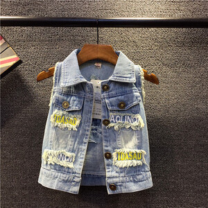 Îmbrăcăminte exterioară pentru copii de marcă de vânzare cu amănuntul, vestă pentru bebeluși Primăvară și toamnă Copii de înaltă calitate Vestă casual Copii, băieți și fete, vestă din denim