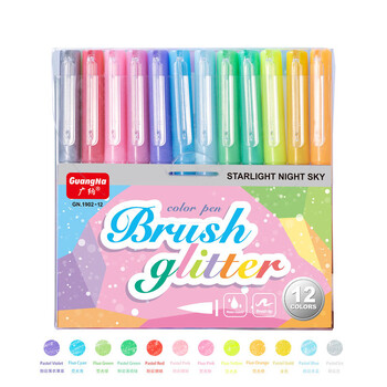 Guangna Brush Glitter Highlighter Pen 12Pcs Fine Flash Cute Markers Painting Maker για Εργαλεία γραφής Γραφικών Προμηθειών