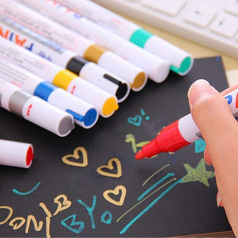 Pixuri cu vopsea acrilică în 12 culori, markere de vopsea, vârf cu vârf extra fin pe bază de ulei Uscare rapidă Scrie pe aproape orice