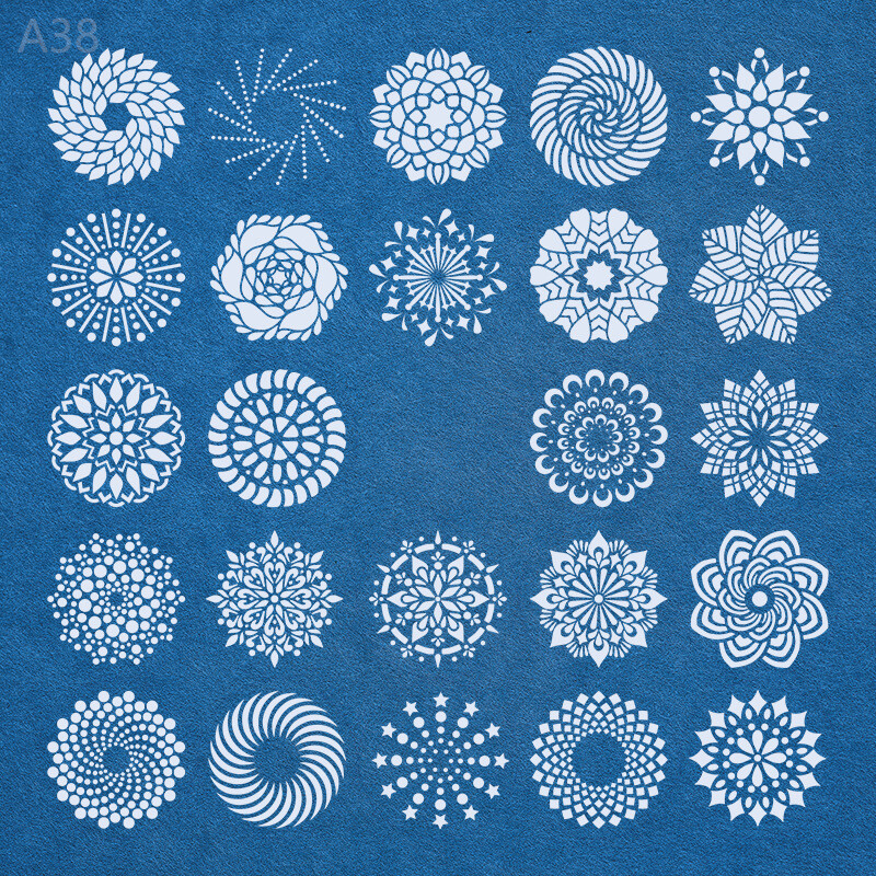 24 τεμ./Σετ 13 εκ. Στρογγυλή Mandala Geometry Στένσιλ στρώσεων τοίχου Ζωγραφική Λεύκωμα χρωματισμού Διακοσμητικό πρότυπο άλμπουμ με ανάγλυφο