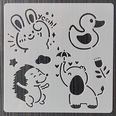 13*13 Cm kalup za životinjski svijet DIY Šablone za nanošenje slojeva Zidne slike Namještaj Spomenar Bojanje Album za utiskivanje Ukrasni predložak