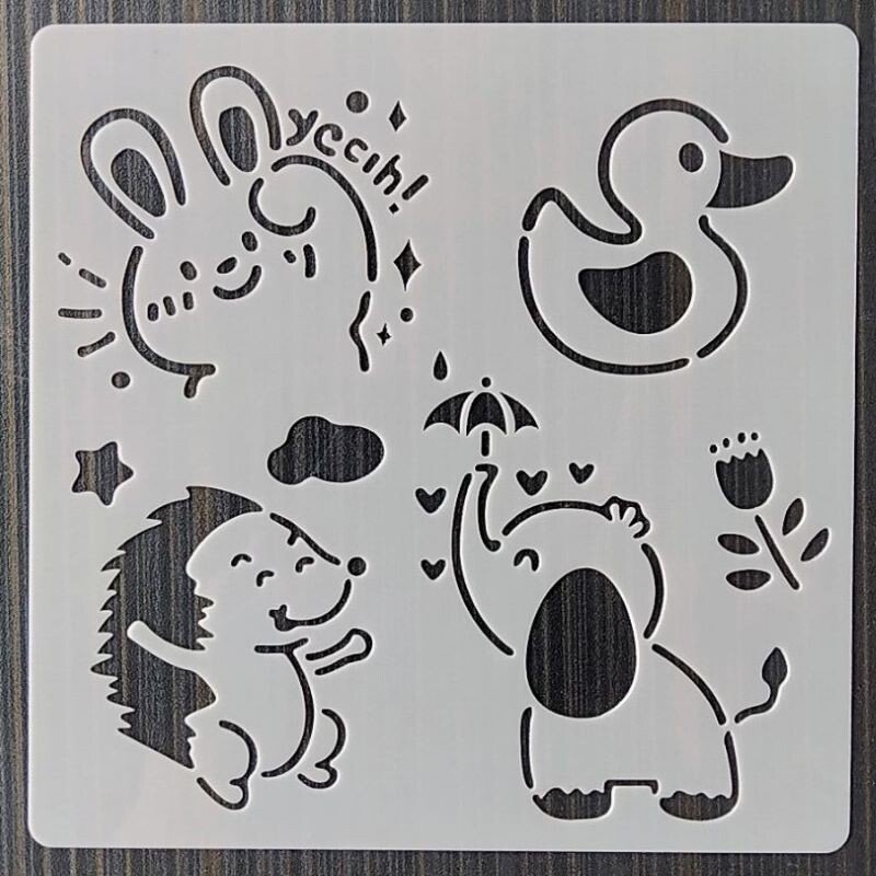 13*13 Cm kalup za životinjski svijet DIY Šablone za nanošenje slojeva Zidne slike Namještaj Spomenar Bojanje Album za utiskivanje Ukrasni predložak