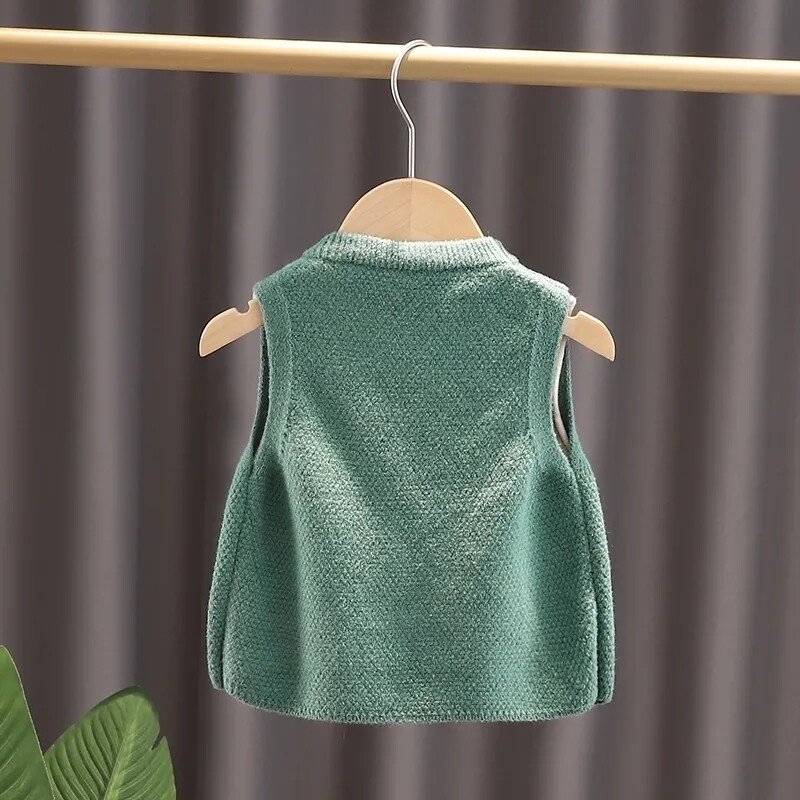 Vestă din tricot pentru fetiță cu fundă Pulover fără mâneci pentru copii mici Veste pentru fete Vestă din tricot mozaic pentru 1-8 ani îmbrăcăminte