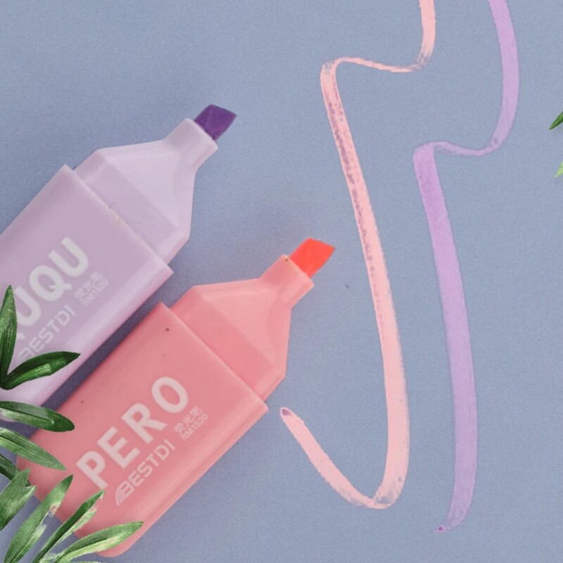 4/5/6 tk Kawaii karu esiletõstmispliiatsid Armsad kirjatarbed markerid, kaldus otsaga kommivärvi fluorestseeruv pastellpliiats koolitarbed