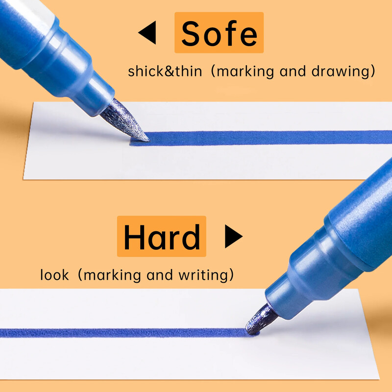 6-24 de culori Marcatoare metalice Pixuri Pixuri de vopsea cu perie cu vârf dublu pentru hârtie neagră, sticlă, pictură pe piatră, bricolaj, album de însemnări, papetărie