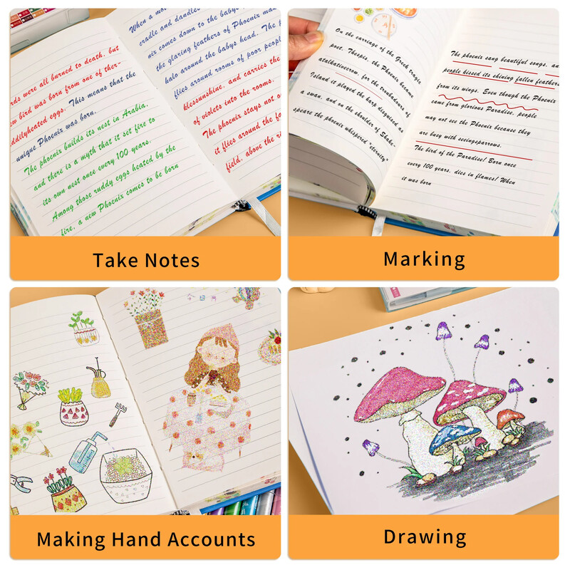 6-24 de culori Marcatoare metalice Pixuri Pixuri de vopsea cu perie cu vârf dublu pentru hârtie neagră, sticlă, pictură pe piatră, bricolaj, album de însemnări, papetărie