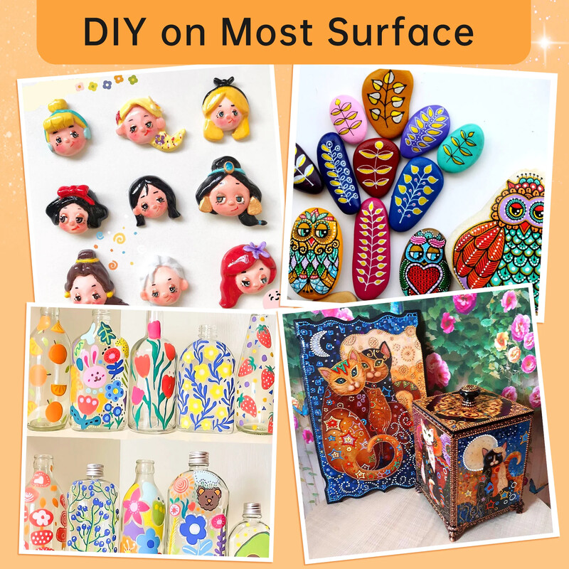 6-24 de culori Marcatoare metalice Pixuri Pixuri de vopsea cu perie cu vârf dublu pentru hârtie neagră, sticlă, pictură pe piatră, bricolaj, album de însemnări, papetărie