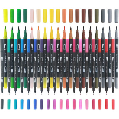 Markers for Adult Coloring Books No Bleeding, Set of 36 Colors, Coloring Pens Dual Brush Marker Pens with Fine & Brush Tips