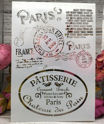 4 τεμ/Παρτίδα A4 Paris Stamps DIY Layering Stencils Wall Painting Scrapbook Coloring ανάγλυφο άλμπουμ Διακοσμητικό χάρτινο πρότυπο κάρτας