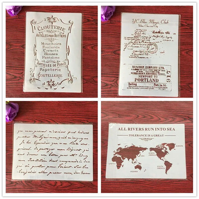 4 kom / set A4 šablone Slikanje Bojanje Reljefni spomenar Album Ukrasni predložak za zidove šablone slova mandala