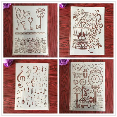 4 kom / set A4 šablone Slikanje Bojanje Reljefni spomenar Album Ukrasni predložak za zidove šablone slova mandala