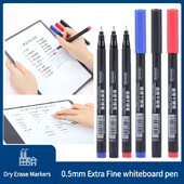 4/10 bucăți Markere cu ștergere uscată Vârf ultra fin, 0,5 mm 3 culori Markere pentru tablă albă ștergebile pentru copii, școală, birou, tablă albă de planificare