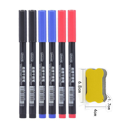 4/10 bucăți Markere cu ștergere uscată Vârf ultra fin, 0,5 mm 3 culori Markere pentru tablă albă ștergebile pentru copii, școală, birou, tablă albă de planificare