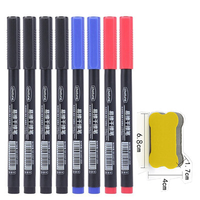 4/10 bucăți Markere cu ștergere uscată Vârf ultra fin, 0,5 mm 3 culori Markere pentru tablă albă ștergebile pentru copii, școală, birou, tablă albă de planificare