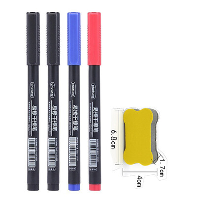 4/10 bucăți Markere cu ștergere uscată Vârf ultra fin, 0,5 mm 3 culori Markere pentru tablă albă ștergebile pentru copii, școală, birou, tablă albă de planificare