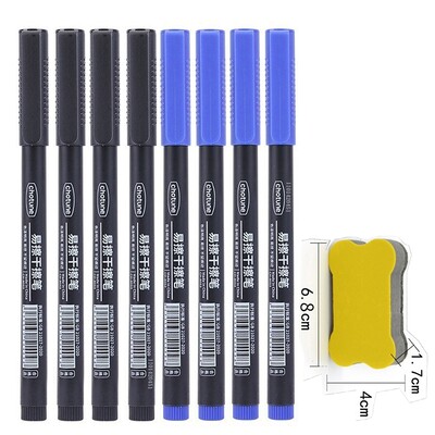 4/10 bucăți Markere cu ștergere uscată Vârf ultra fin, 0,5 mm 3 culori Markere pentru tablă albă ștergebile pentru copii, școală, birou, tablă albă de planificare