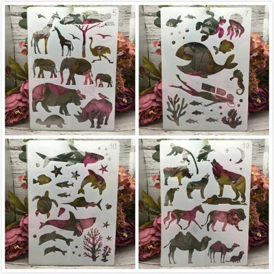 4 buc. A4 29 cm broasca testoasa rechin balena elefant bricolaj sabloane stratificare pictura album de albume de colorat embosare album sablon decorativ