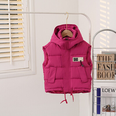 IYEAL Vestă pentru copii Îmbrăcăminte exterioară pentru copii Paltoane de iarnă Haine pentru copii Bumbac cald cu glugă pentru bebeluși băieți fete vestă pentru vârsta de 3-10 ani