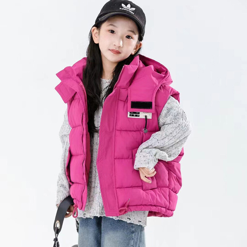 IYEAL Vestă pentru copii Îmbrăcăminte exterioară pentru copii Paltoane de iarnă Haine pentru copii Bumbac cald cu glugă pentru bebeluși băieți fete vestă pentru vârsta de 3-10 ani