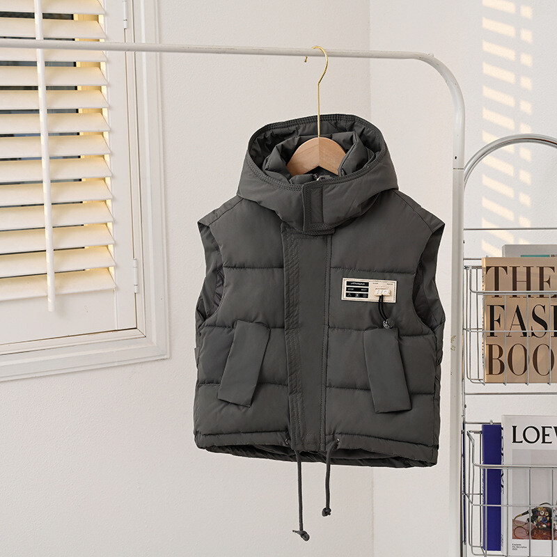 IYEAL Vestă pentru copii Îmbrăcăminte exterioară pentru copii Paltoane de iarnă Haine pentru copii Bumbac cald cu glugă pentru bebeluși băieți fete vestă pentru vârsta de 3-10 ani