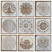 30*30 εκ. diy mandala για ζωγραφική στένσιλ σφραγισμένο φωτογραφικό άλμπουμ ανάγλυφη χάρτινη κάρτα σε τοίχο από ξύλινο ύφασμα Δέντρο του Βούδα Άγαλμα της Ζωής